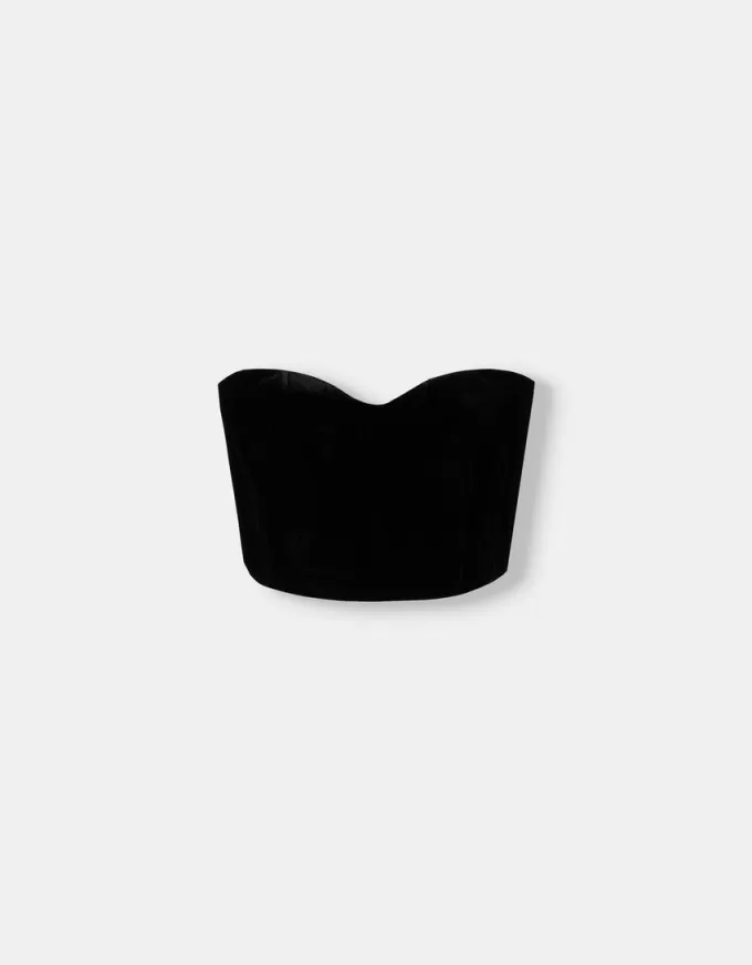 Top de catifea inspirat de corseteria