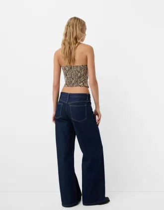 Top de inspirație corseterie cu efect de piele cu imprimeu animal