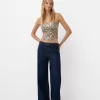 Top de inspirație corseterie cu efect de piele cu imprimeu animal
