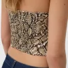 Top de inspirație corseterie cu efect de piele cu imprimeu animal