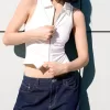 Top din poplin cu fermoar Top din poplin cu fermoar