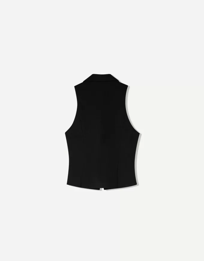 Top din poplin cu fermoar Top din poplin cu fermoar