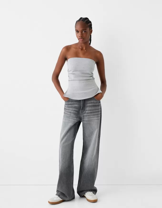 Top tip bandeau tricot Ponte di Roma cu detaliu încrustat