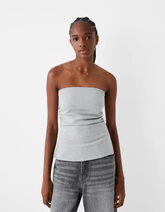 Top tip bandeau tricot Ponte di Roma cu detaliu încrustat