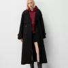 Trench oversize cu textura din fetru