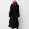 Trench oversize cu textura din fetru
