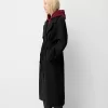Trench oversize cu textura din fetru