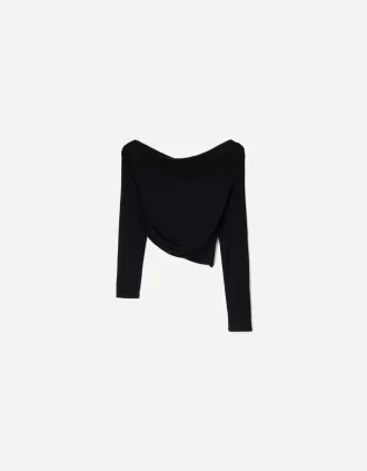 Tricou asimetric cu maneca lunga