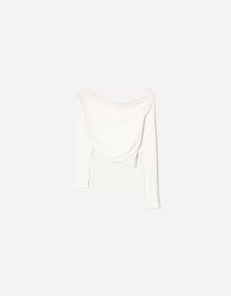 Tricou asimetric cu maneca lunga