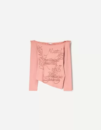 Tricou asimetric cu maneca lunga
