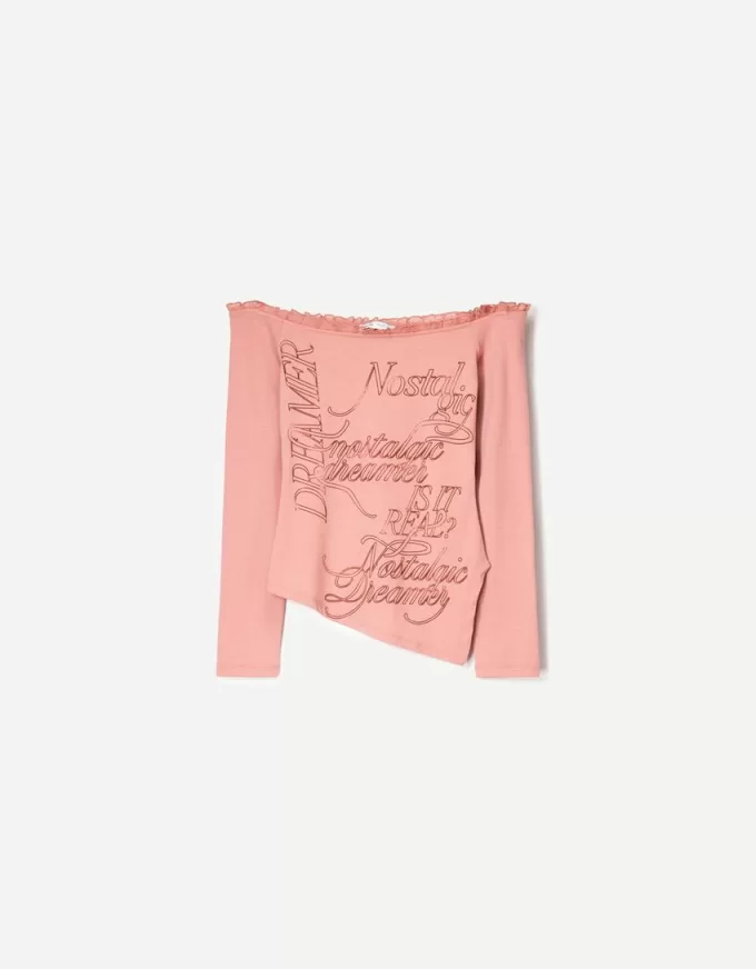 Tricou asimetric cu maneca lunga