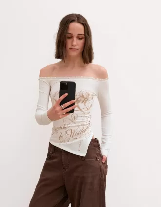 Tricou asimetric cu maneca lunga