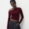 Tricou asimetric cu maneca lunga
