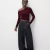 Tricou asimetric cu maneca lunga