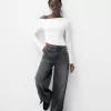 Tricou asimetric cu maneca lunga