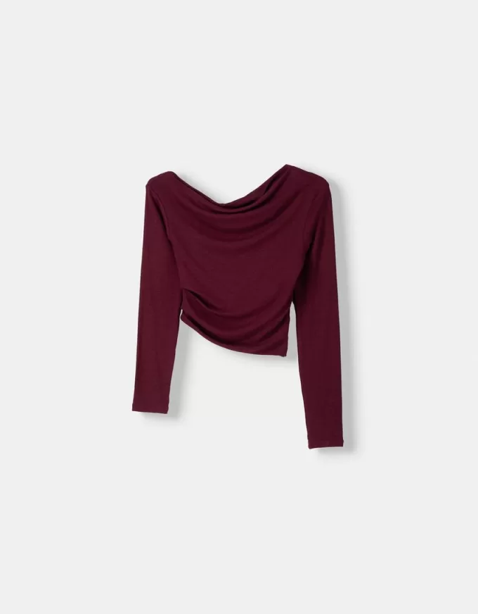 Tricou asimetric cu maneca lunga