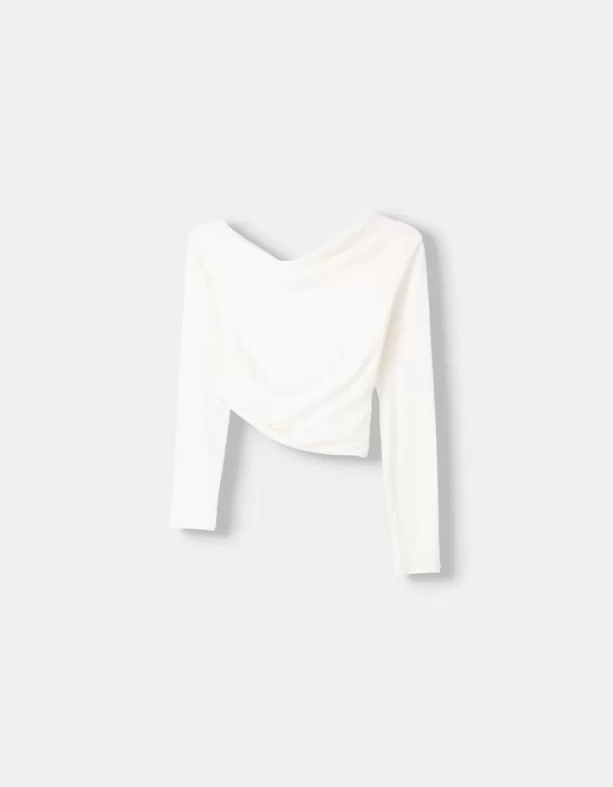 Tricou asimetric cu maneca lunga