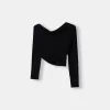 Tricou asimetric cu maneca lunga