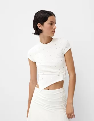 Tricou asimetric cu maneca scurta cu crampoane