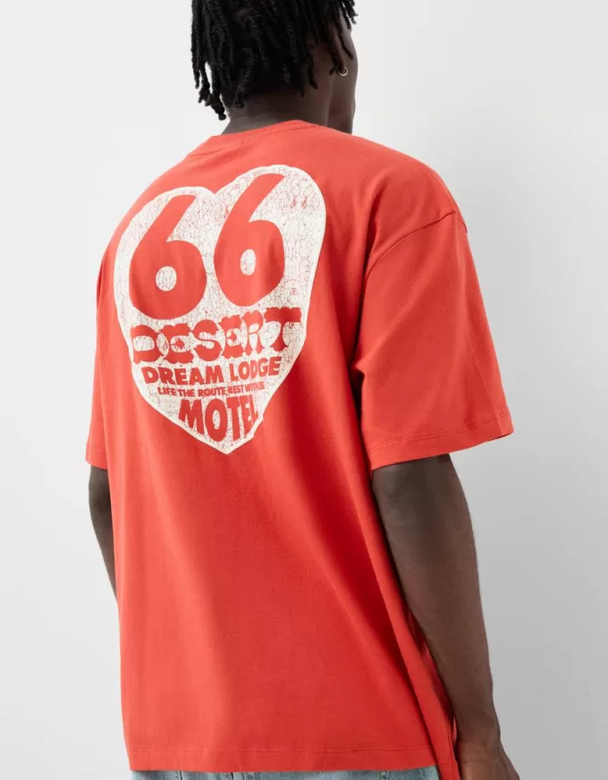 Tricou brodat cu mânecă scurtă, relaxat