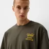 Tricou brodat cu mânecă scurtă, relaxat