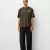 Tricou brodat cu mânecă scurtă, relaxat