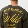 Tricou brodat cu mânecă scurtă, relaxat