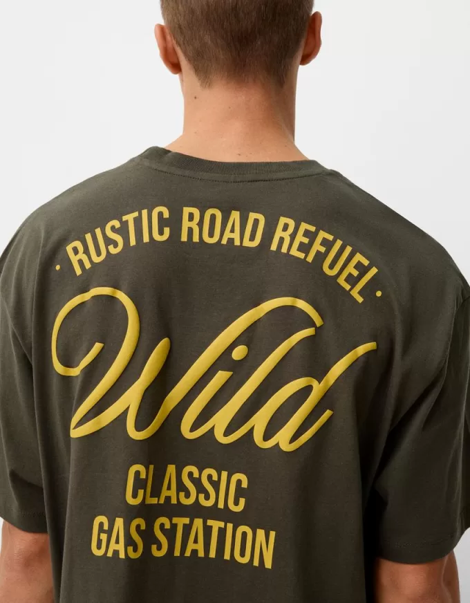 Tricou brodat cu mânecă scurtă, relaxat