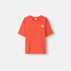 Tricou brodat cu mânecă scurtă, relaxat