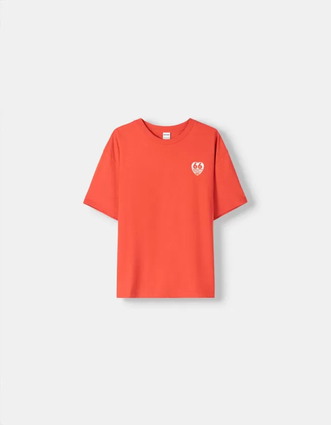 Tricou brodat cu mânecă scurtă, relaxat