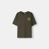 Tricou brodat cu mânecă scurtă, relaxat