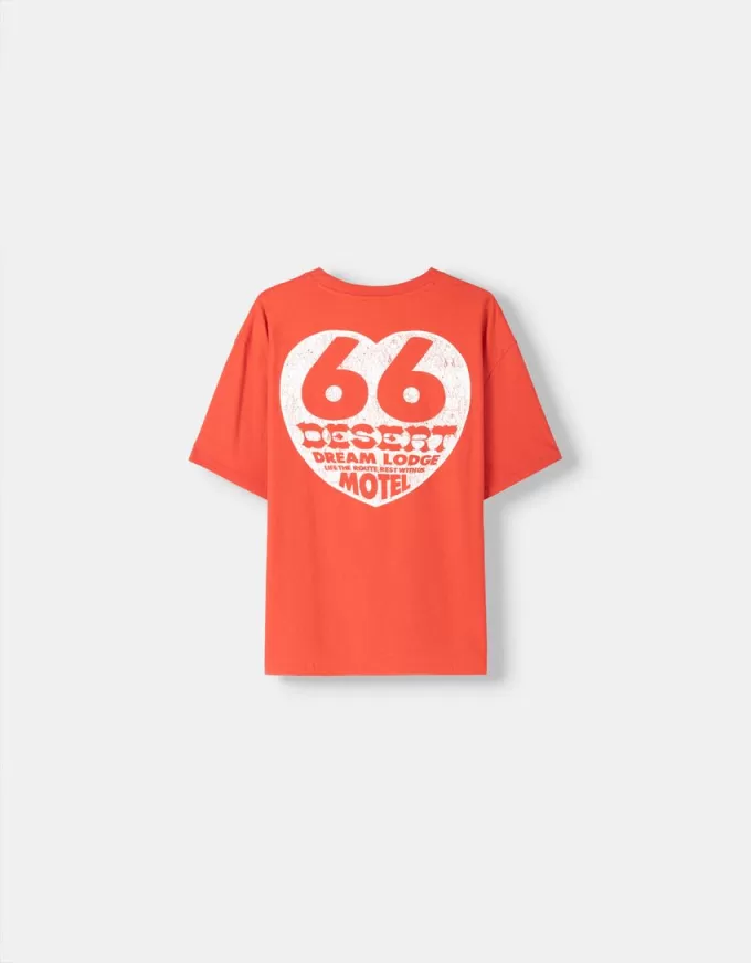 Tricou brodat cu mânecă scurtă, relaxat