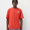 Tricou brodat cu mânecă scurtă, relaxat
