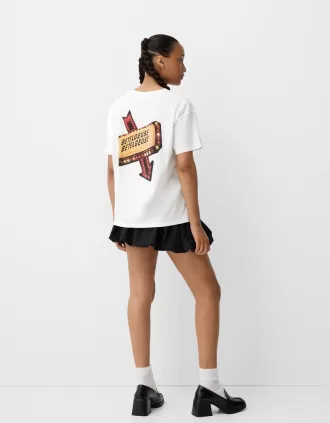 Tricou cu imprimeu Beershka x Beetlejuice