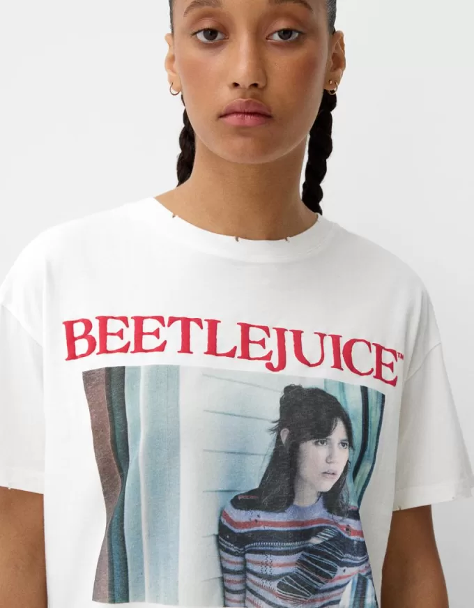 Tricou cu imprimeu Beershka x Beetlejuice Tricou cu imprimeu Beershka x Beetlejuice