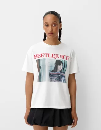 Tricou cu imprimeu Beershka x Beetlejuice