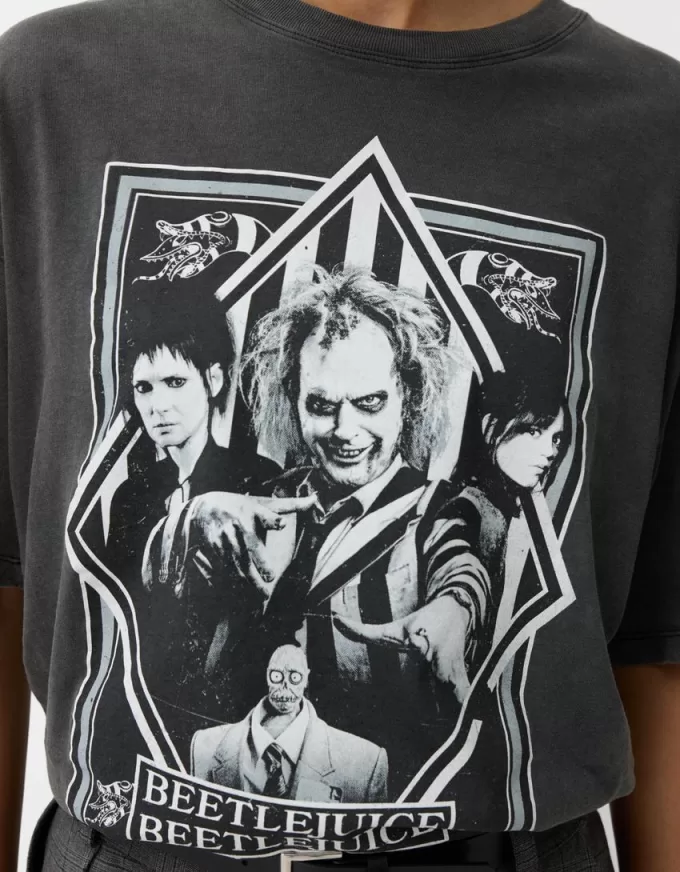 Tricou cu imprimeu Beershka x Beetlejuice Tricou cu imprimeu Beershka x Beetlejuice
