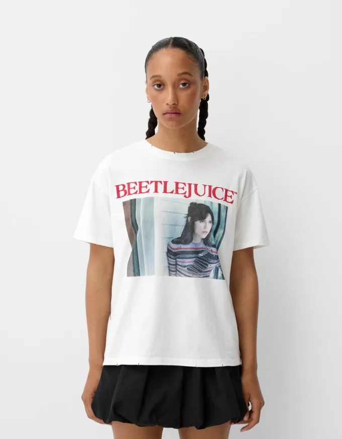 Tricou cu imprimeu Beershka x Beetlejuice Tricou cu imprimeu Beershka x Beetlejuice