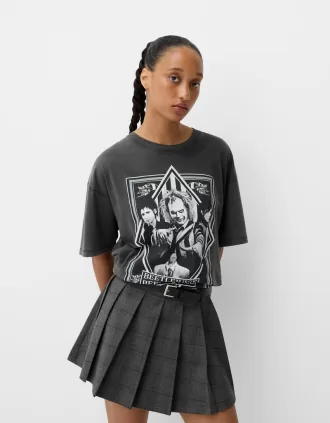 Tricou cu imprimeu Beershka x Beetlejuice