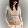 Tricou cu mânecă lungă adunată