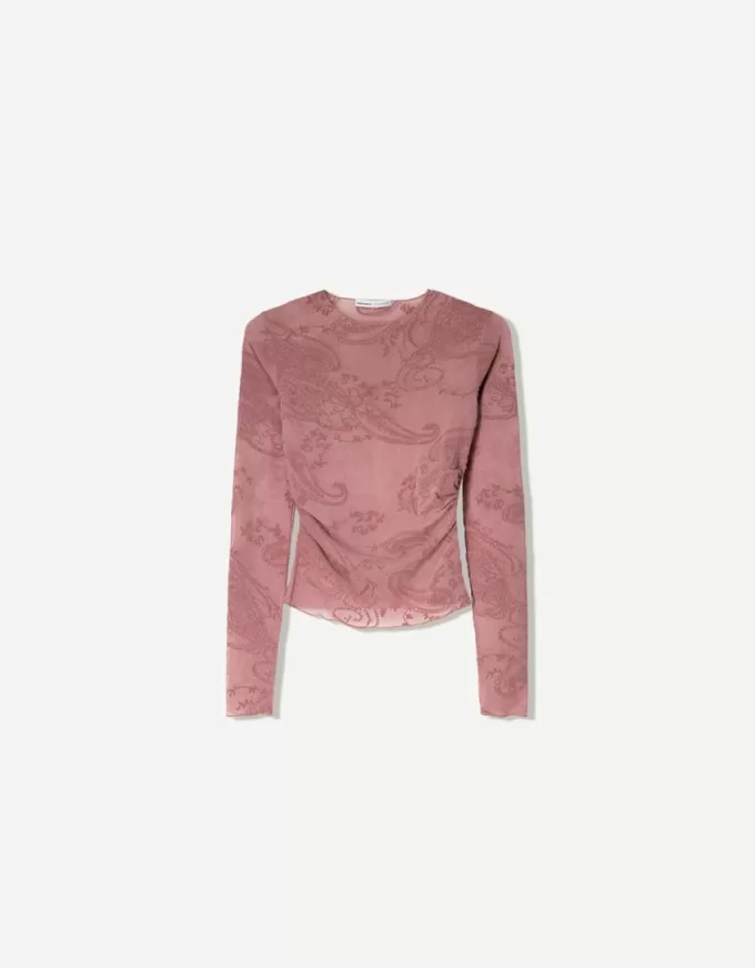Tricou cu mânecă lungă adunată