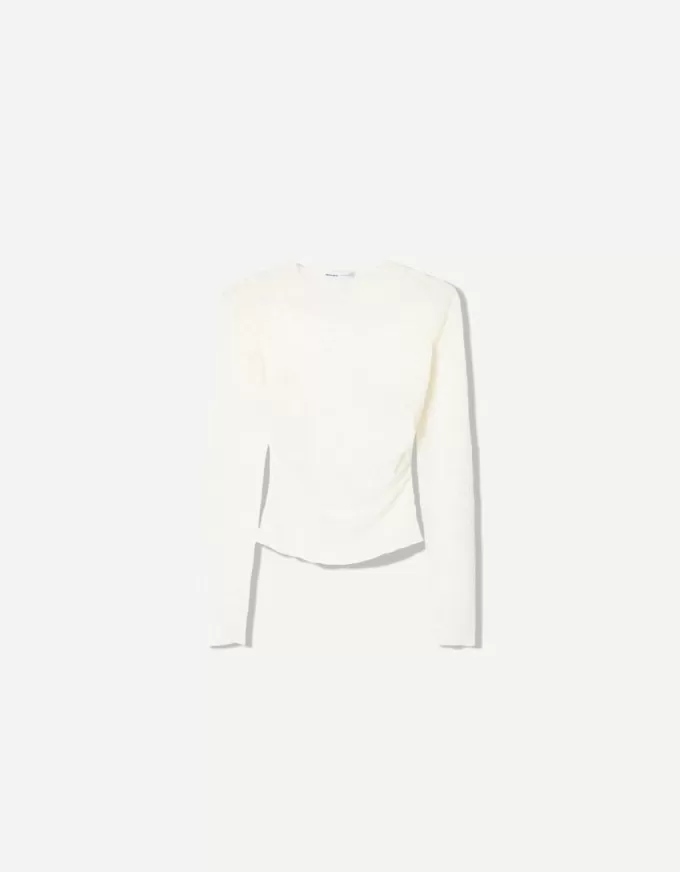 Tricou cu mânecă lungă adunată