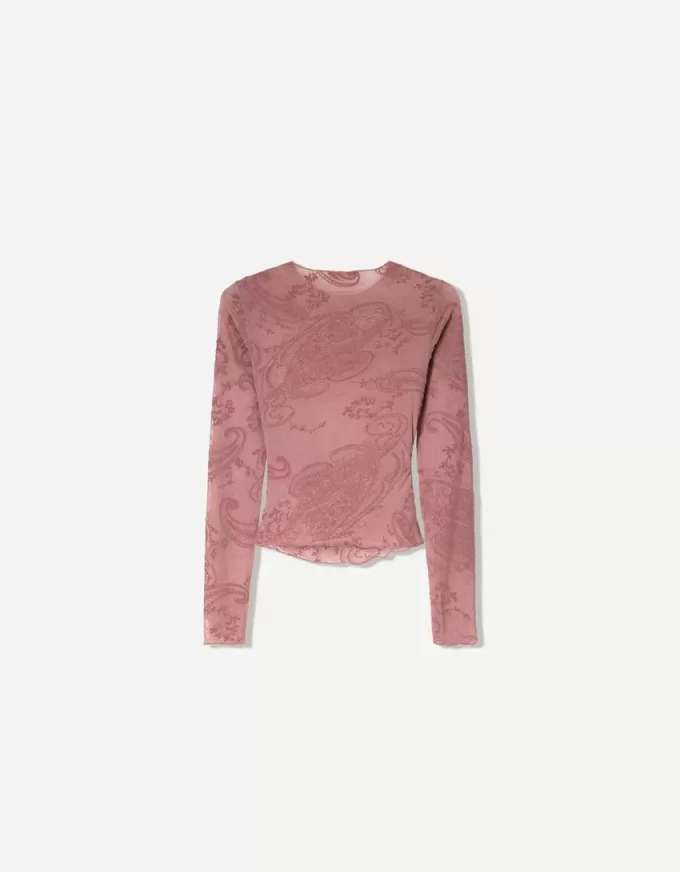 Tricou cu mânecă lungă adunată