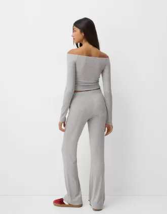 Tricou cu mânecă lungă cu decolteu Bardot