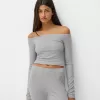 Tricou cu mânecă lungă cu decolteu Bardot Tricou cu mânecă lungă cu decolteu Bardot