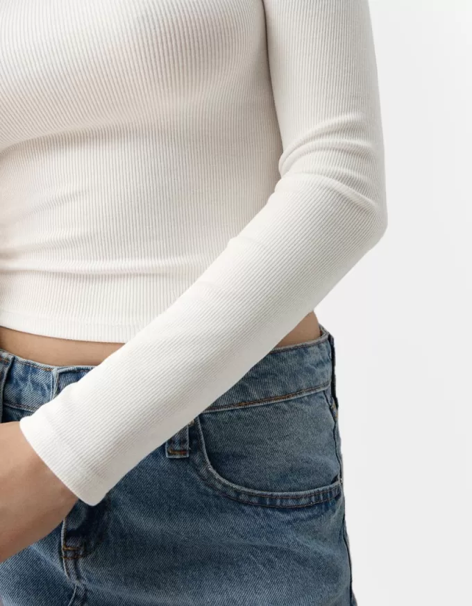 Tricou cu mânecă lungă cu decolteu Bardot Tricou cu mânecă lungă cu decolteu Bardot