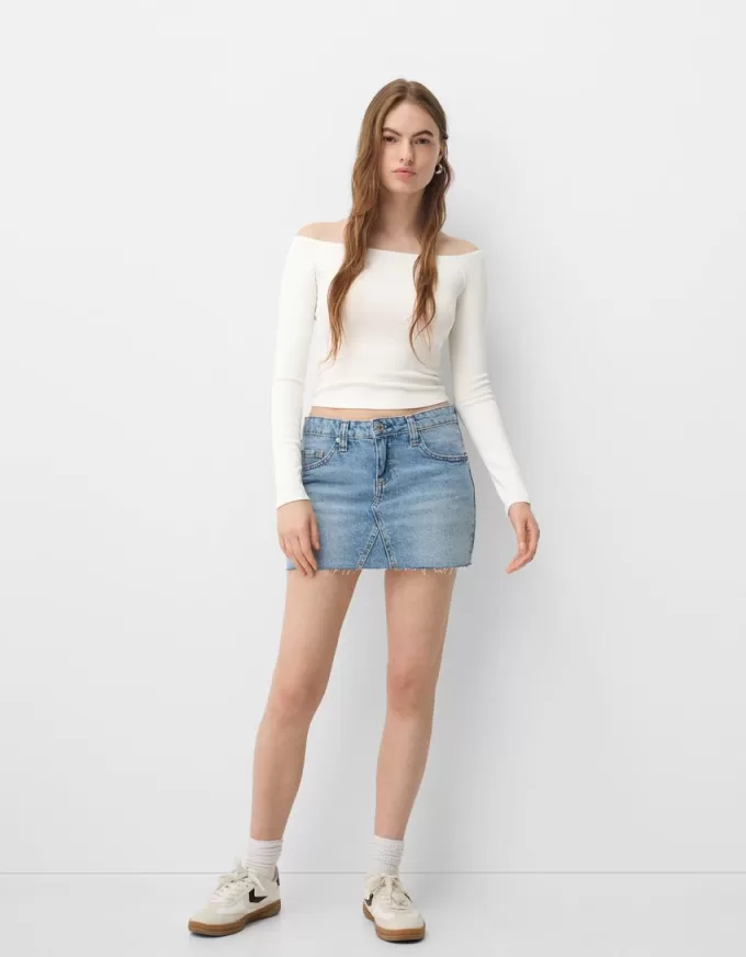 Tricou cu mânecă lungă cu decolteu Bardot Tricou cu mânecă lungă cu decolteu Bardot