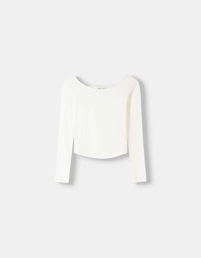 Tricou cu mânecă lungă cu decolteu Bardot Tricou cu mânecă lungă cu decolteu Bardot