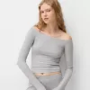 Tricou cu mânecă lungă cu decolteu Bardot Tricou cu mânecă lungă cu decolteu Bardot