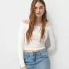 Tricou cu mânecă lungă cu decolteu Bardot Tricou cu mânecă lungă cu decolteu Bardot